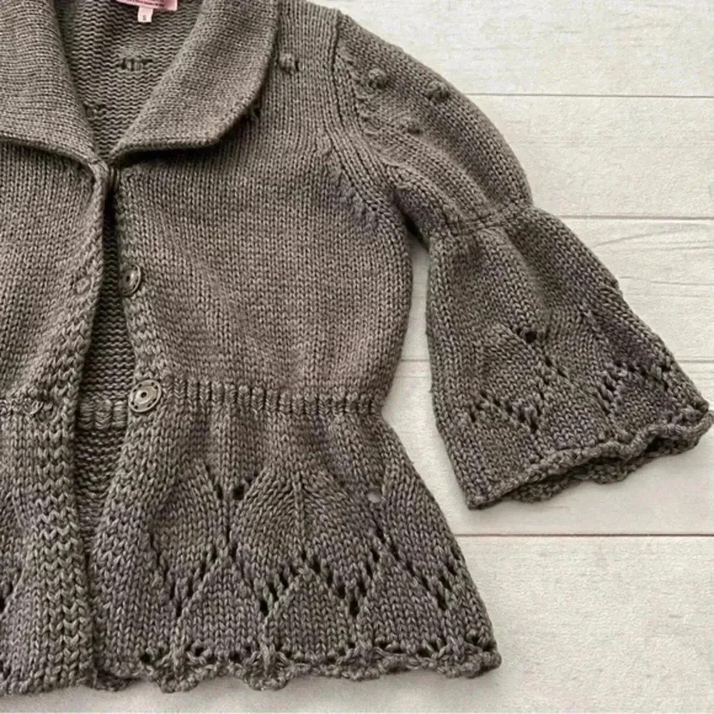 HEKLA & Co Made in Italy Womens Gray Wool Blend Cardigan wrap Sweater Si… - Picture 3 of 13